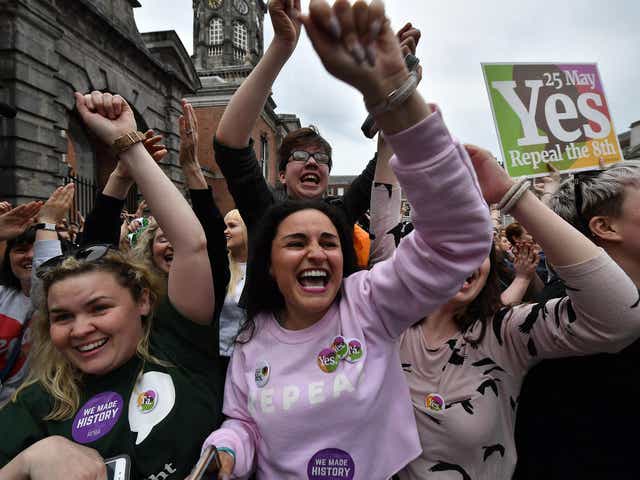 Yes voters in Dublin celebrate the result of the vote in May