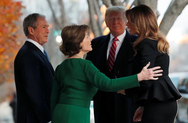 Donald and Melania Trump visited George W and Laura Bush for 23 minutes ahead of George HW Bush's funeral