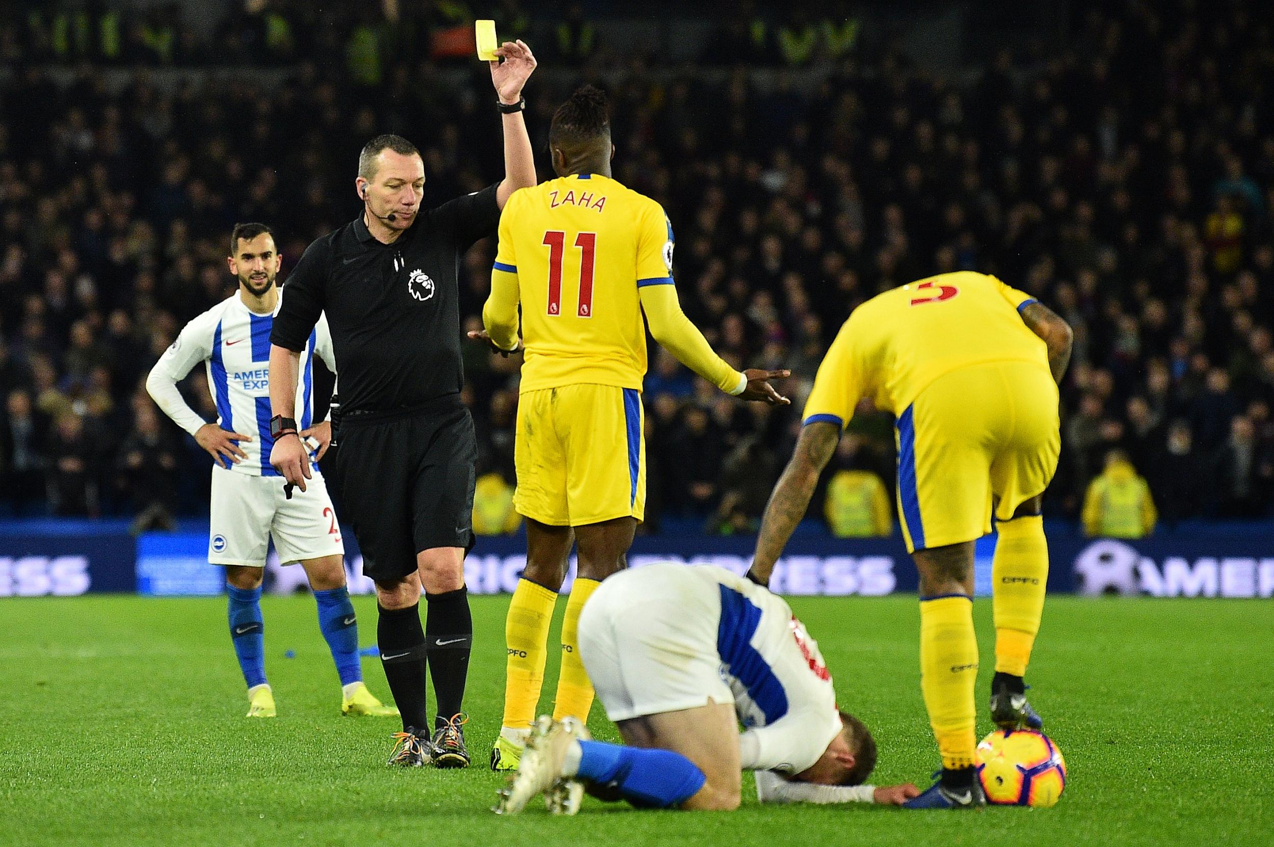 Wilfried Zaha was booked in a frustrating defeat at Brighton