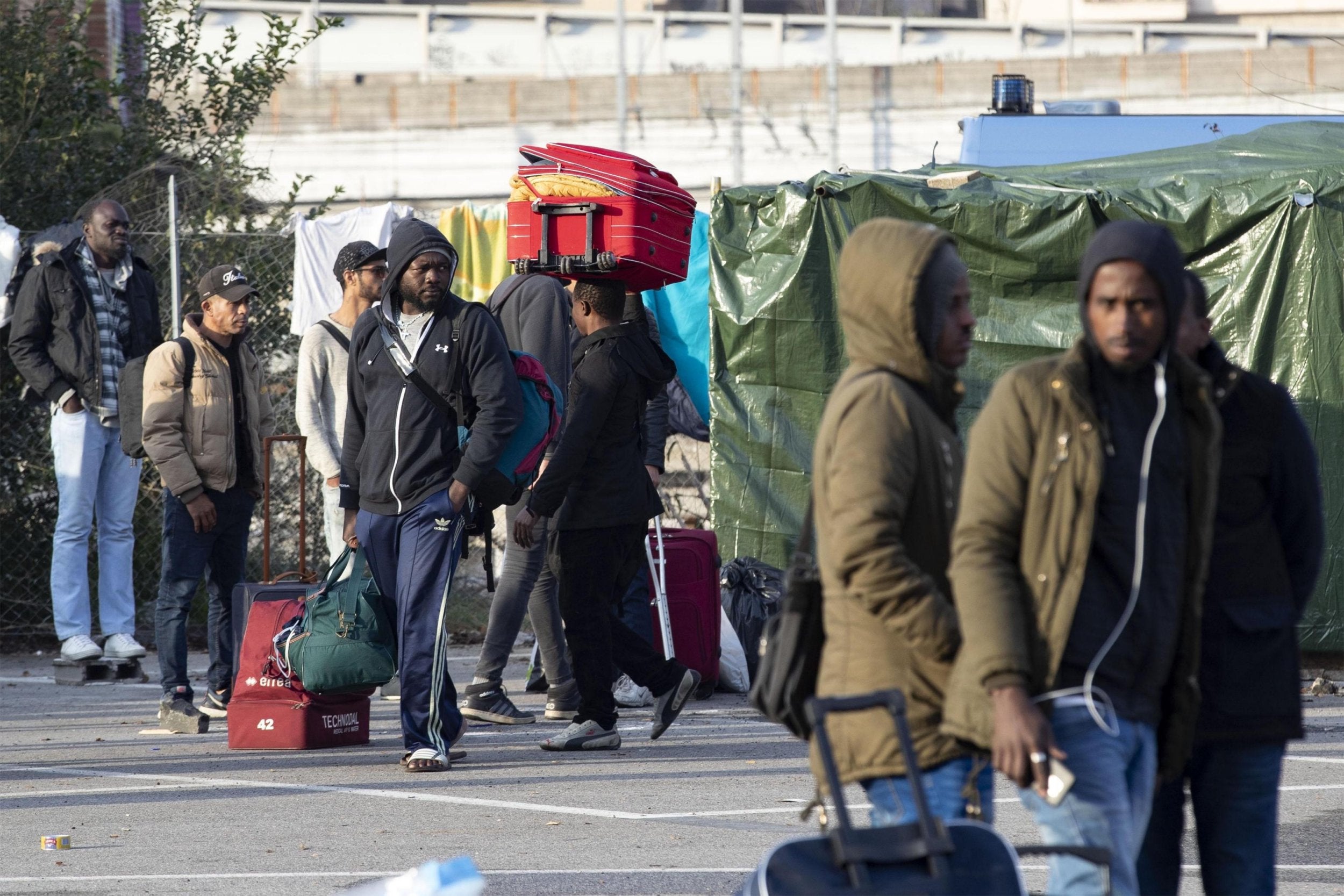 Migrants living rough in Rome