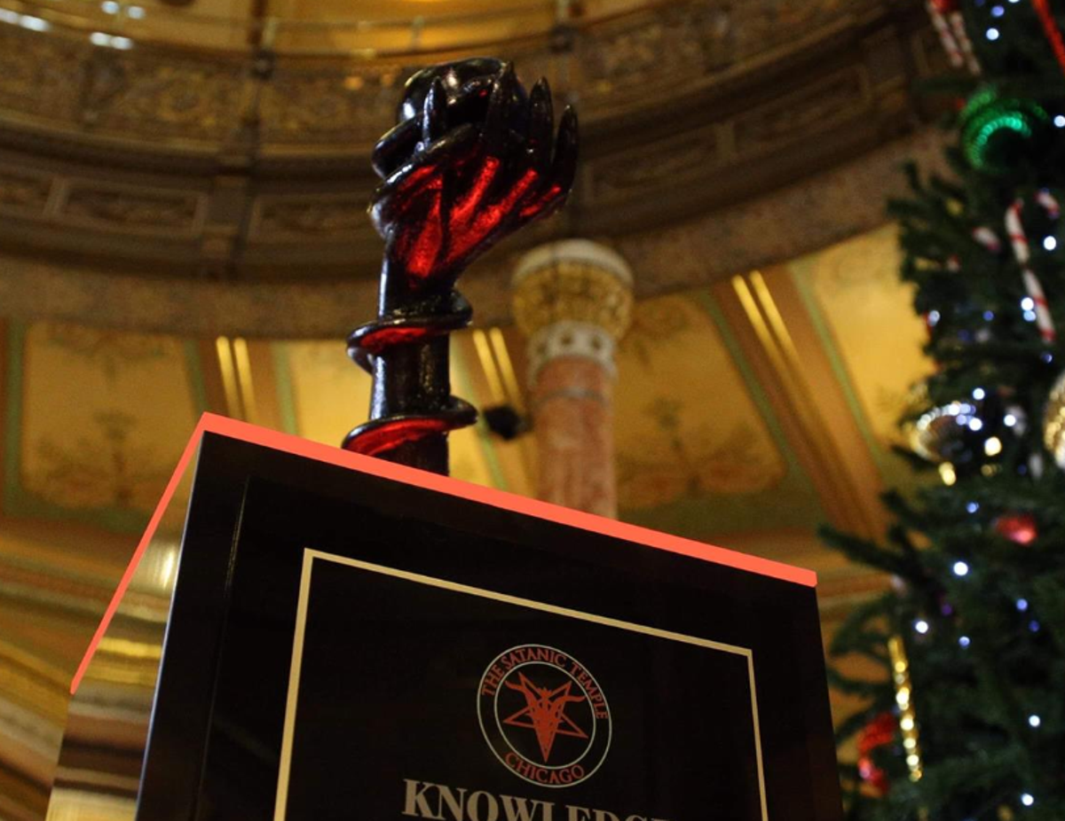 Satanic Sculpture Installed At Illinois Statehouse, Just In Time For The  Holidays : NPR