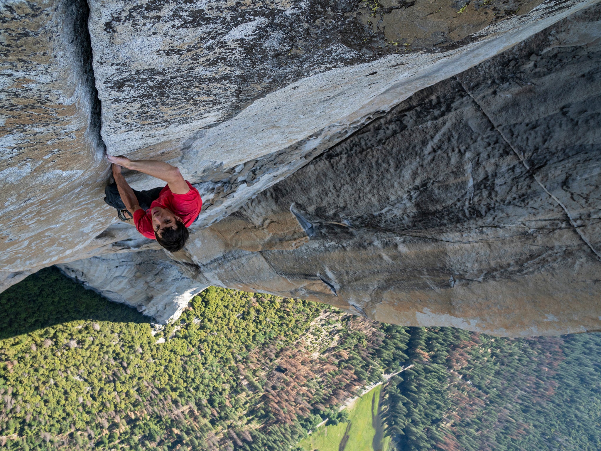 Honnold making the first free-solo ascent of El Capitan