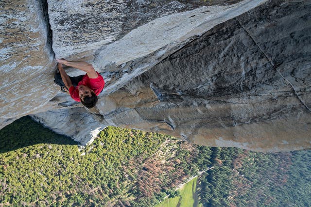 Honnold making the first free-solo ascent of El Capitan