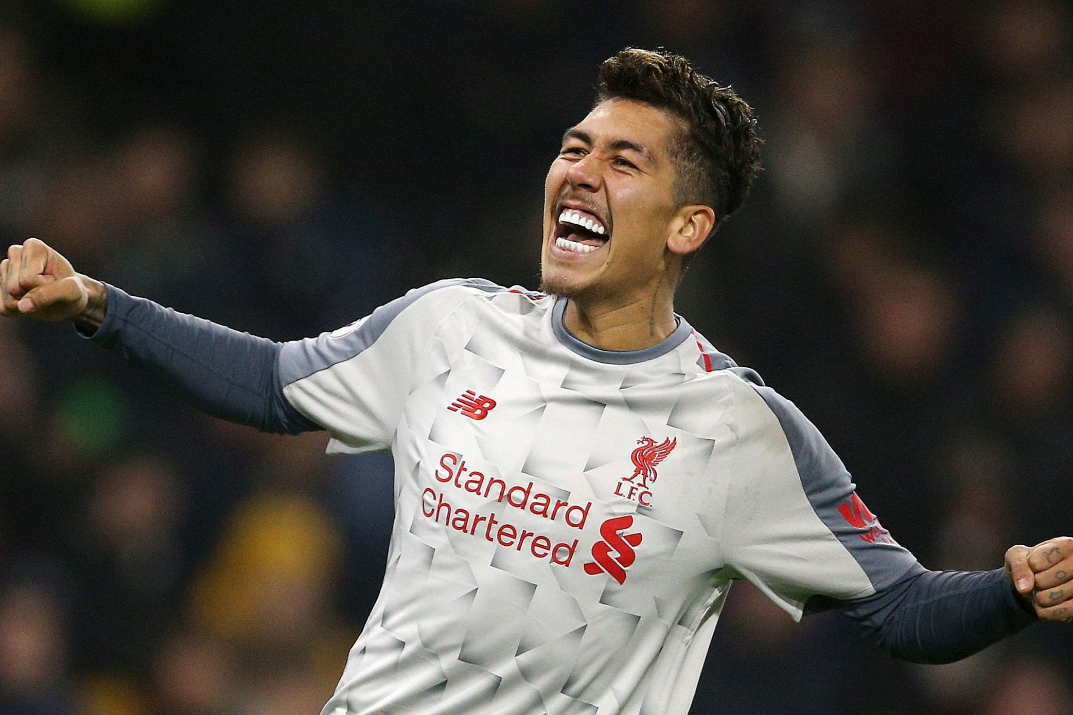 Roberto Firmino celebrates his strike for Liverpool