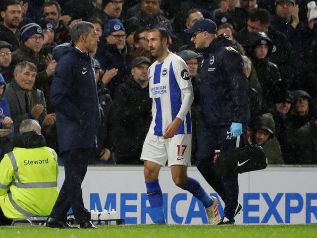 Brighton's Glenn Murray leaves the pitch