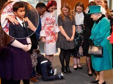 Boy so overwhelmed by Queen's visit he immediately crawls out of room