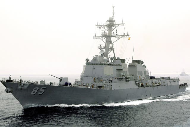 The guided-missile destroyer USS McCampbell sails in the Pacific Ocean