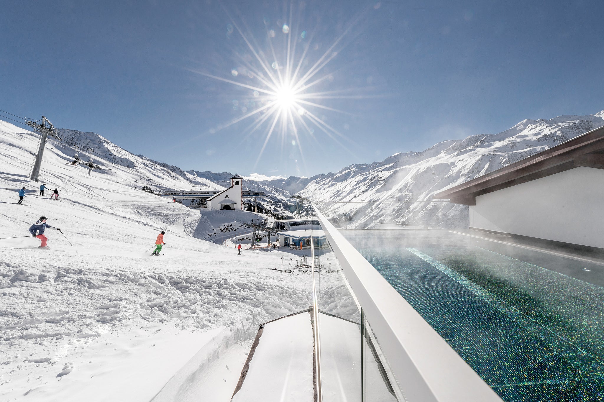 Top Hotel’s spa has an outdoor pool with slopeside views (Top Hochgurgl)