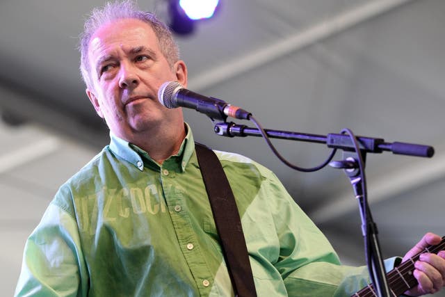 Musician Pete Shelley of Buzzcocks perform onstage during day two of the 2012 Coachella Valley Music & Arts Festival at the Empire Polo Field on 14 April, 2012 in Indio, California.
