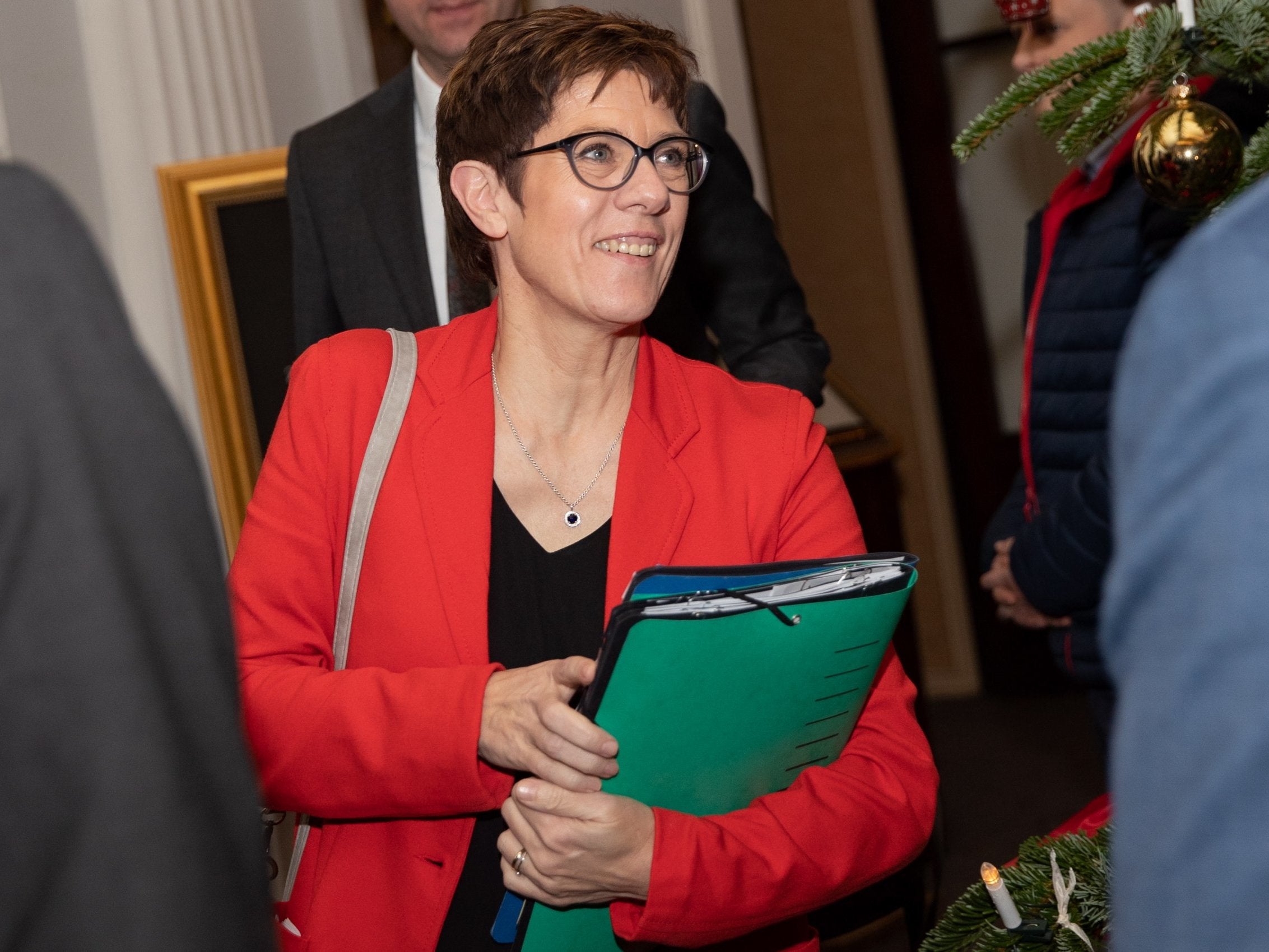 Annegret Kramp-Karrenbauer arrives for the CDU board meeting at the Hotel Atlantic Kempinski in Hamburg