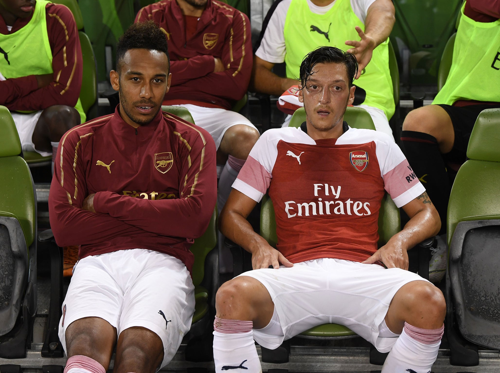 Pierre-Emerick Aubameyang and Mesut Ozil were pictured in the video