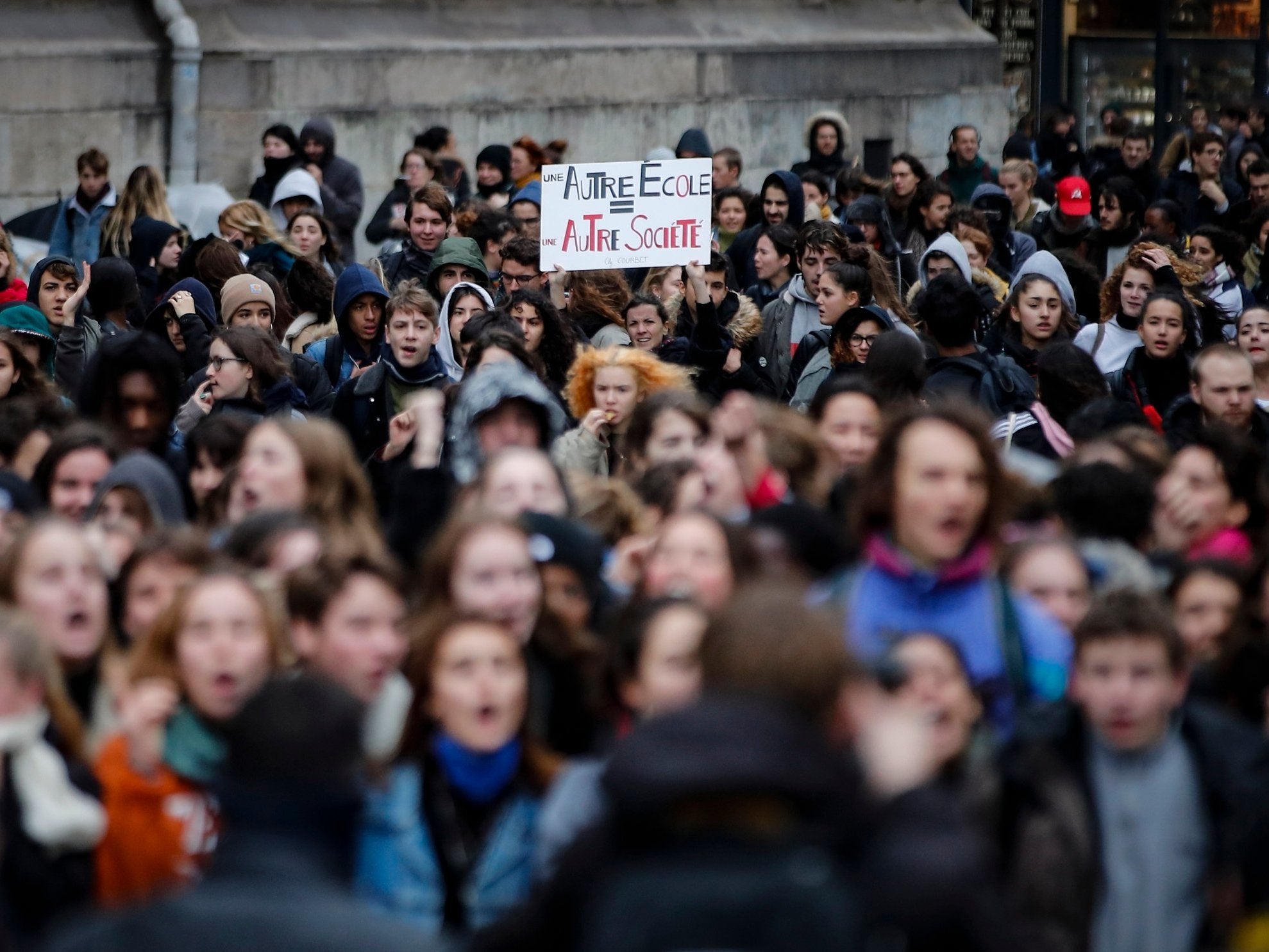 Students demonstrate against the increase of the subscription fees for foreigners students, in Paris