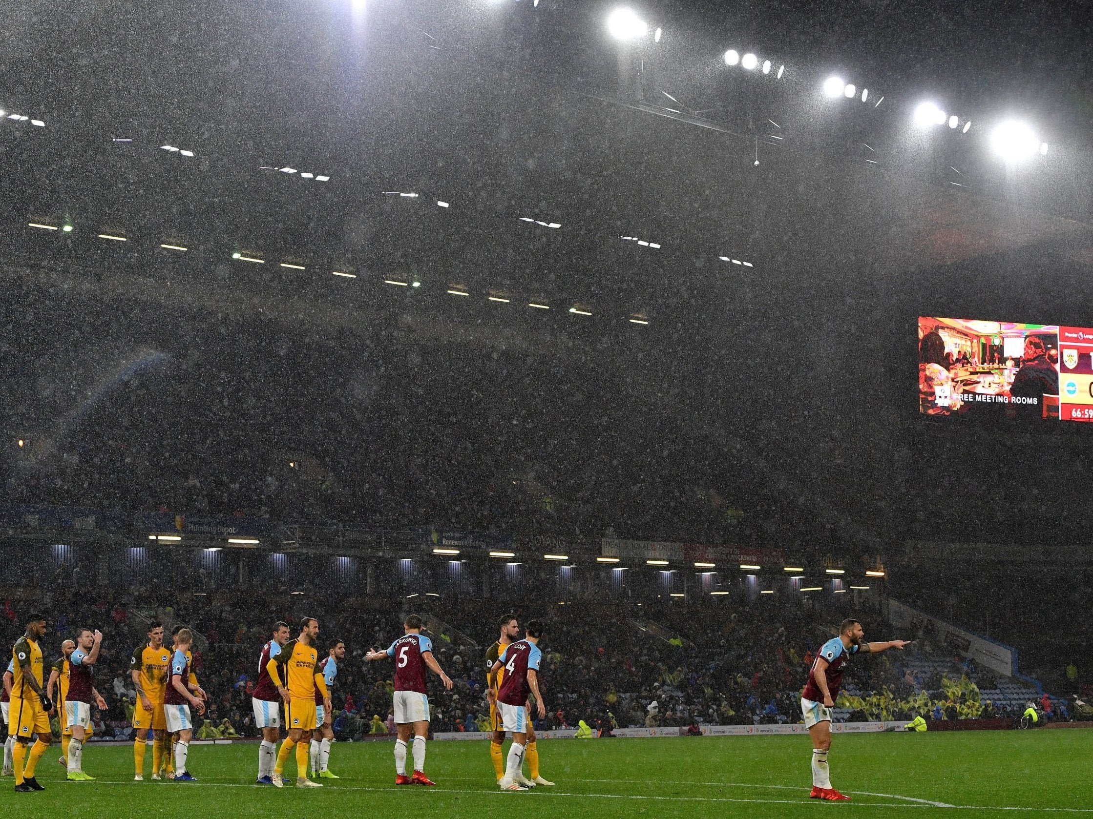 The game was played in torrential rain