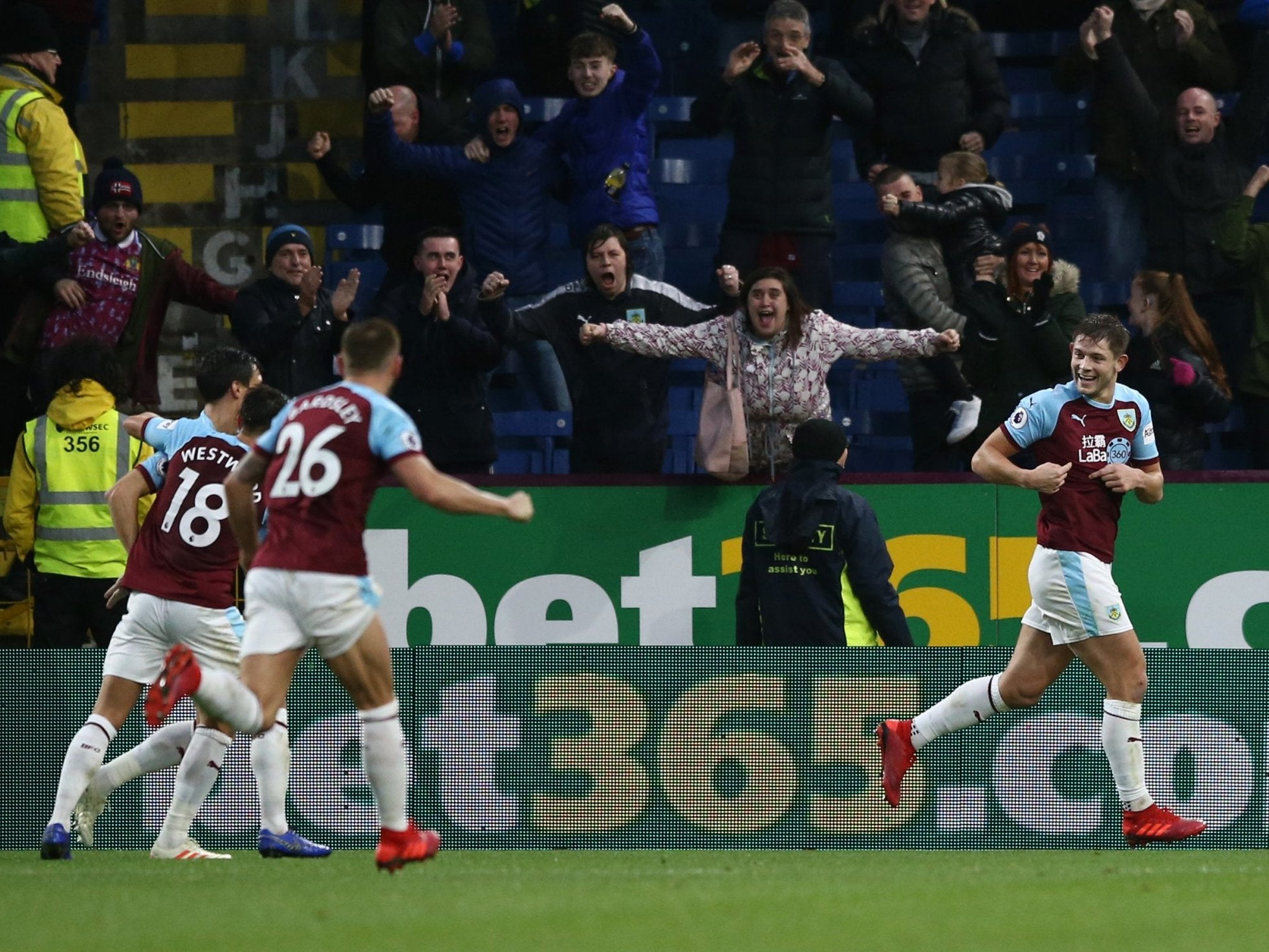 Burnley celebrate the only goal of the game