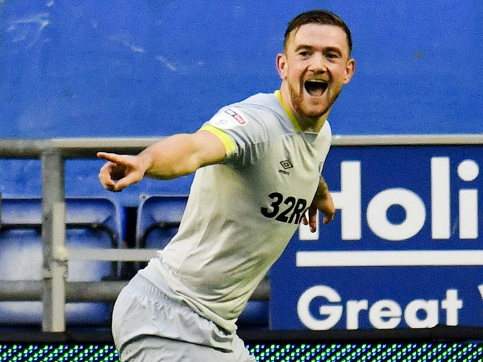 Derby County's Jack Marriott celebrates scoring in the win over Wigan