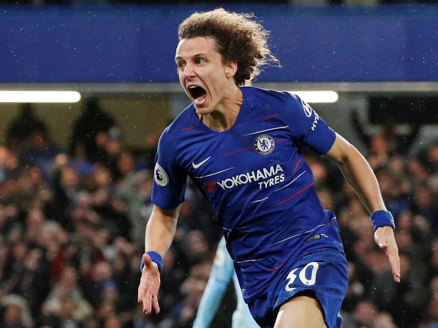 David Luiz celebrates scoring Chelsea’s second goal