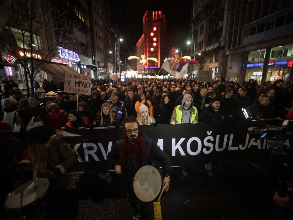 Thousands protest in Serbia against attack on opposition politician