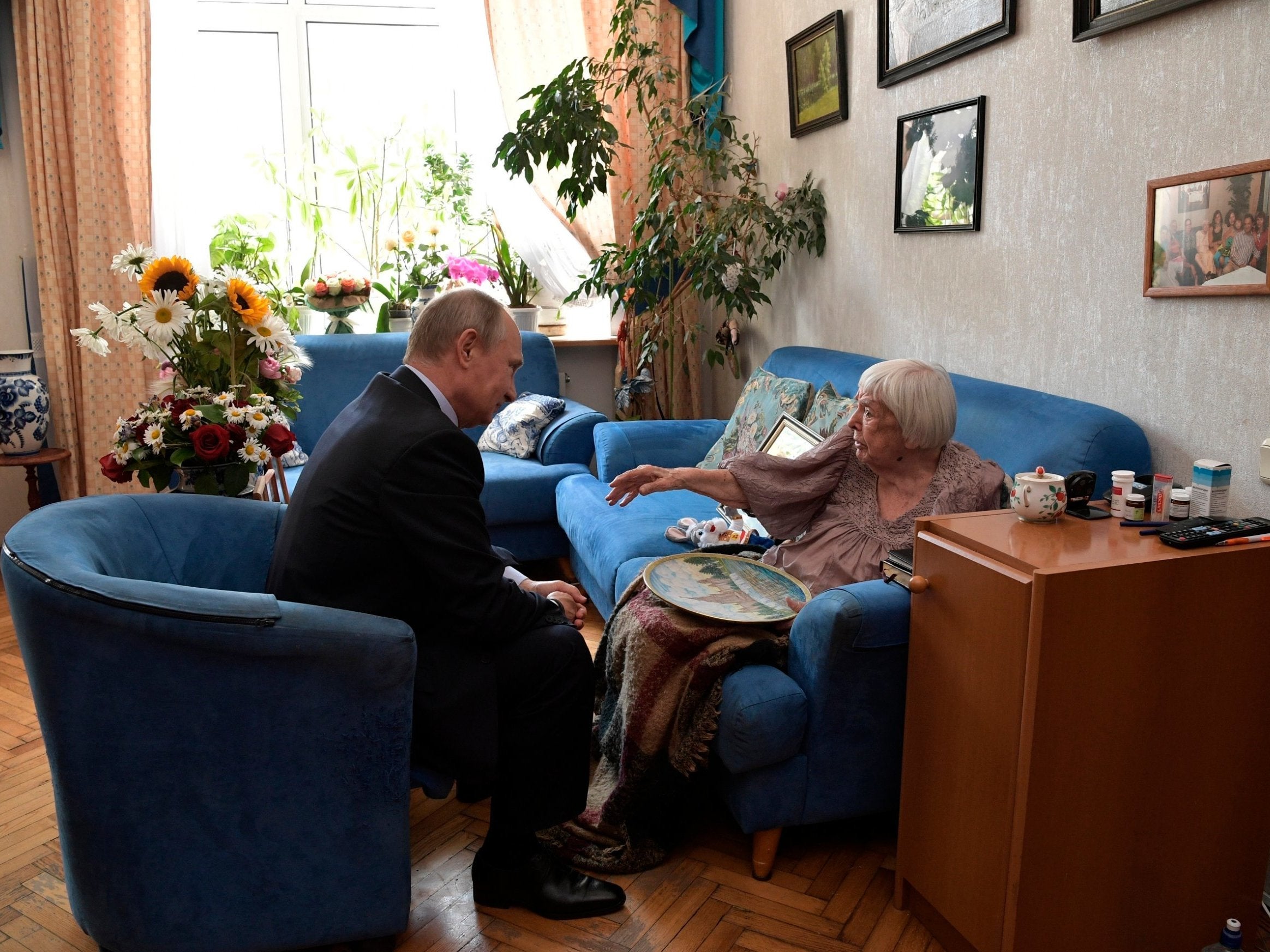 Vladimir Putin visits Alexeyeva on her birthday last year, in Moscow