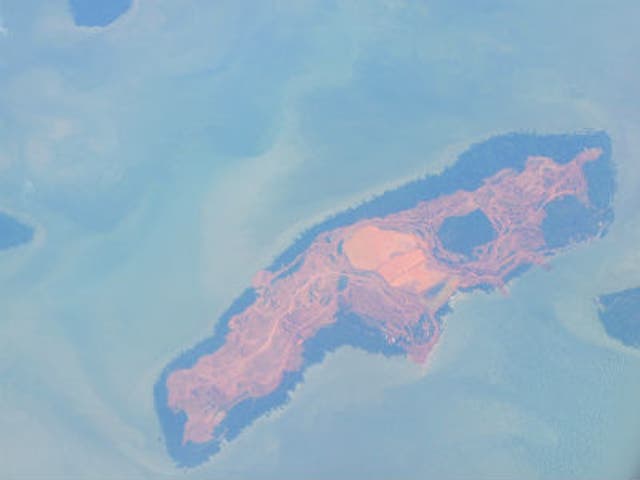 A new photo shows an islet between Sumatra and Java in Indonesia, whose brown areas are deforestation, demonstrating how nearly the entire island has been cleared