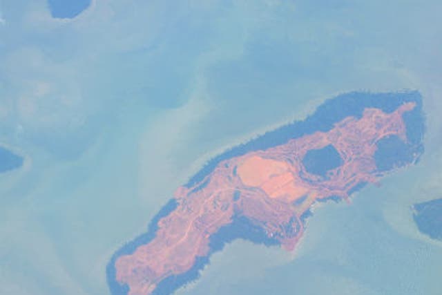 A new photo shows an islet between Sumatra and Java in Indonesia, whose brown areas are deforestation, demonstrating how nearly the entire island has been cleared