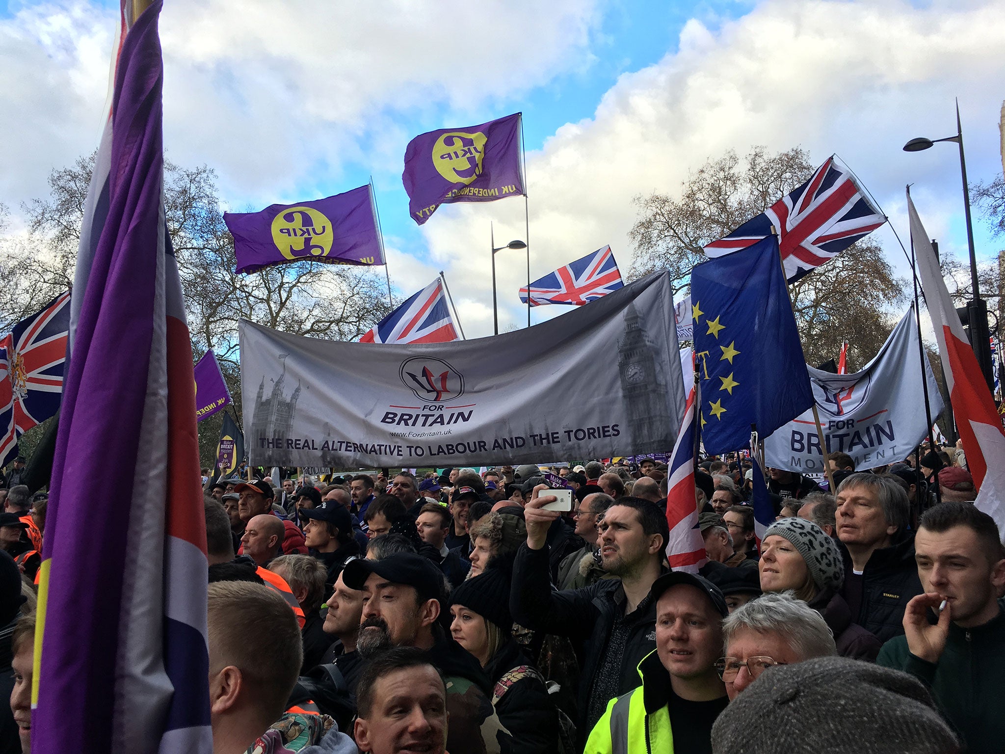 Brexit 'betrayal' march: Tommy Robinson and Ukip lead London protest amid huge police ...