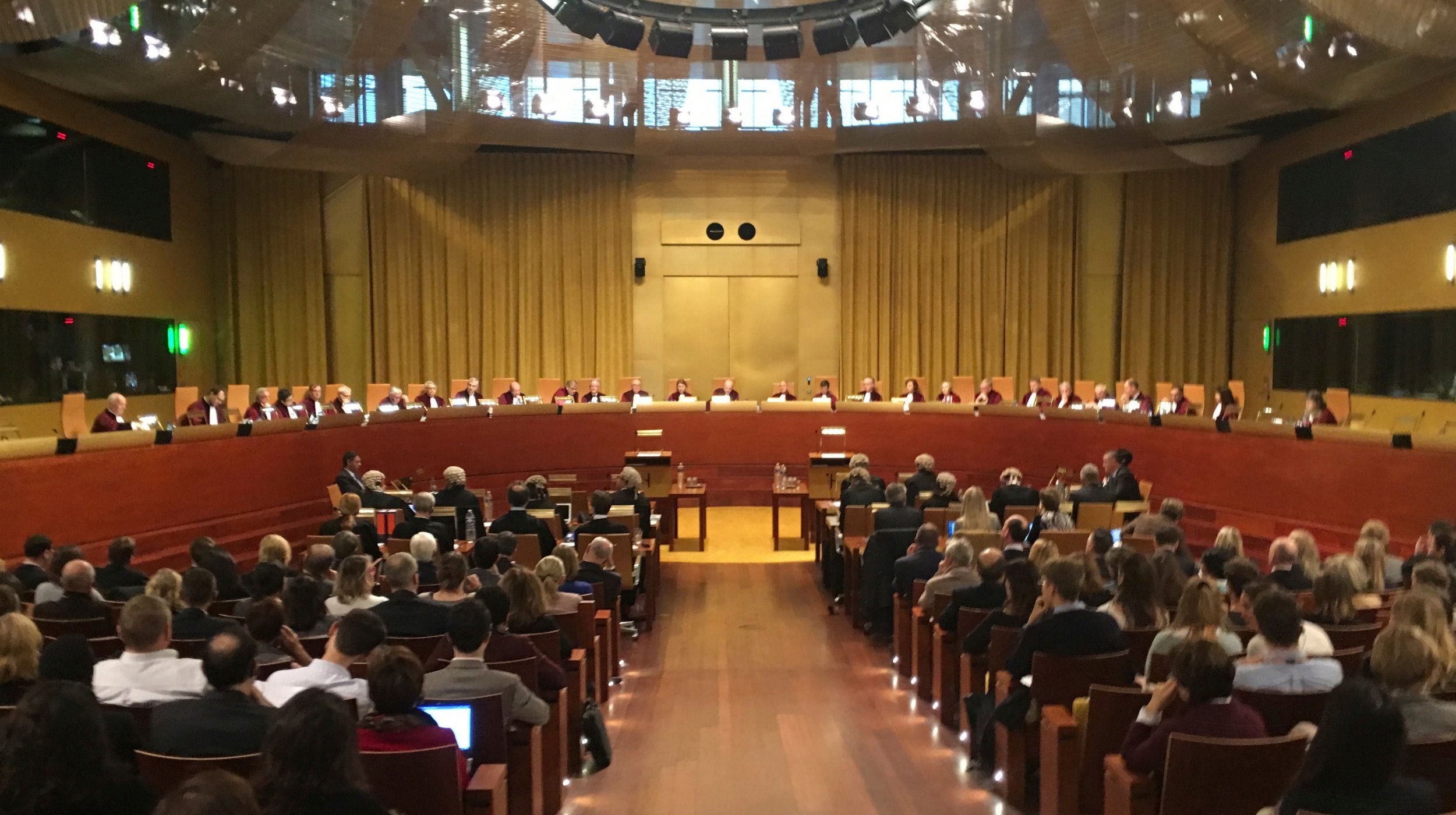 Judges preside over a hearing at the European Court of Justice in Luxembourg