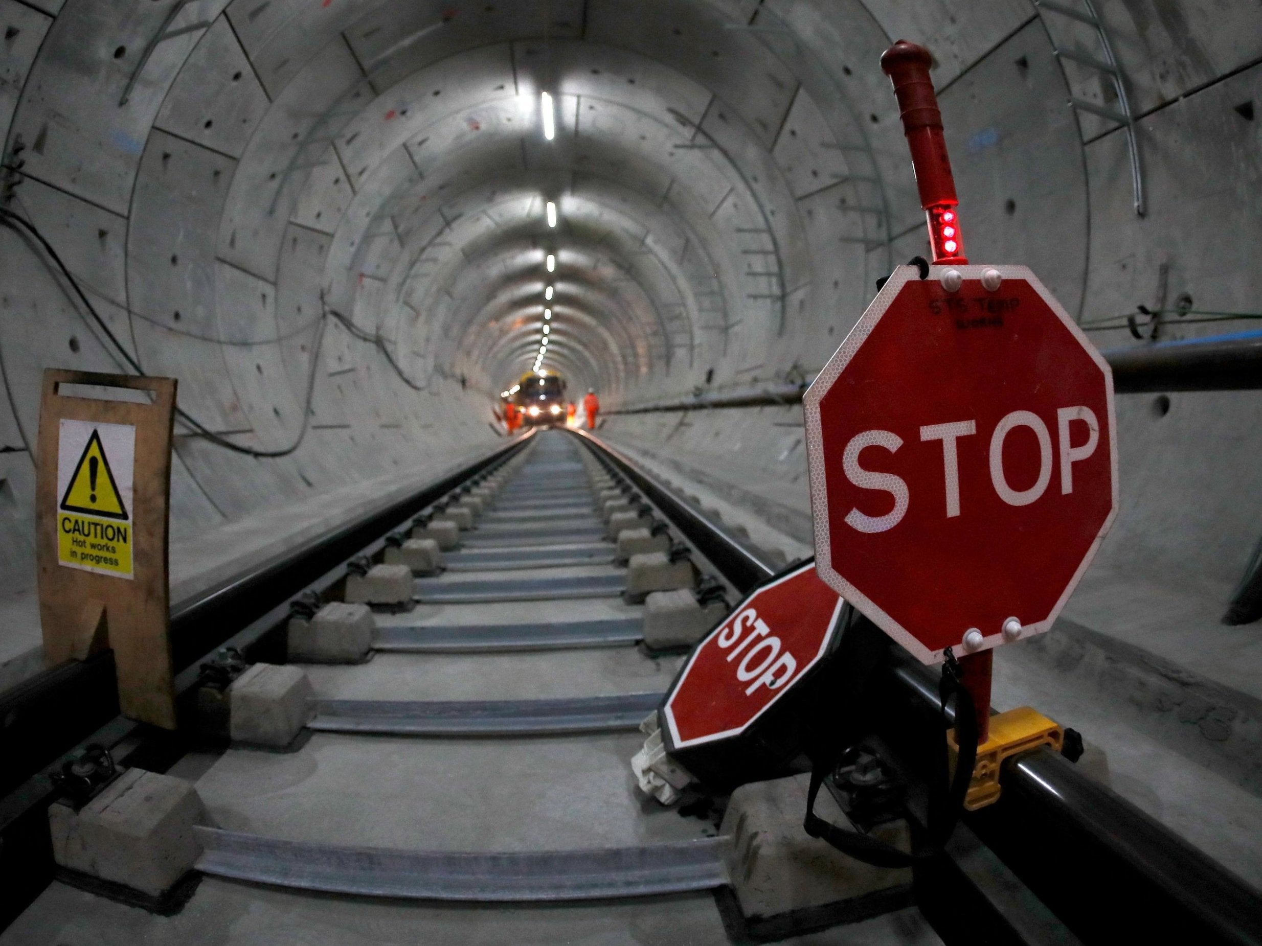 Newly-laid Crossrail track at Stepney, east London