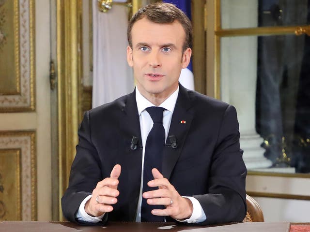 The French president addresses the nation as he sought to reassert his authority after protests across the country turned violent