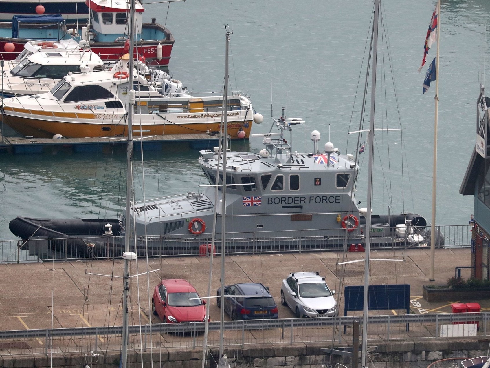 Border Force patrol boat in Dover Marina in Kent following migrant rescue in November