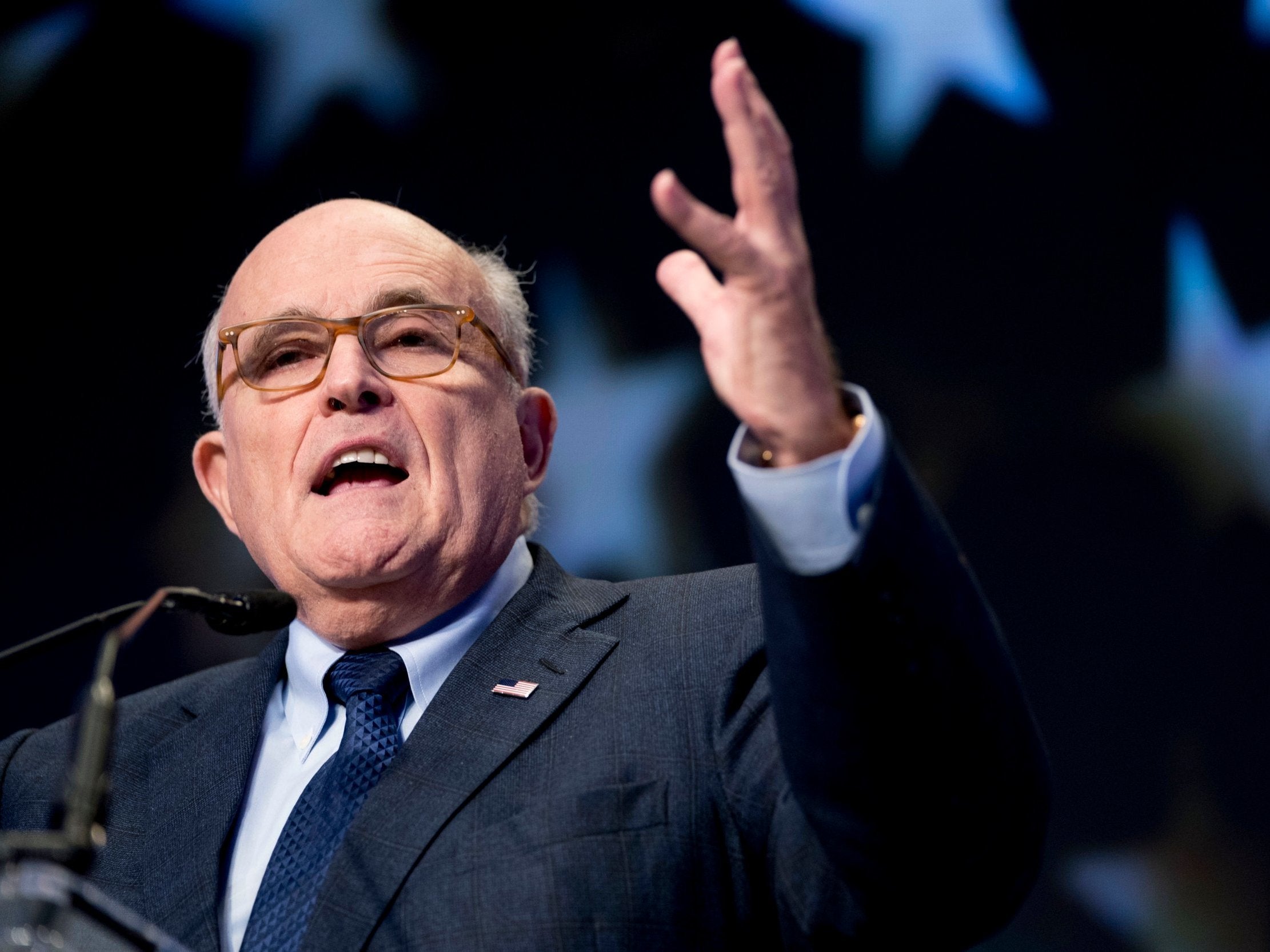 Rudy Giuliani, an attorney for President Donald Trump, speaks at the Iran Freedom Convention for Human Rights and democracy in Washington