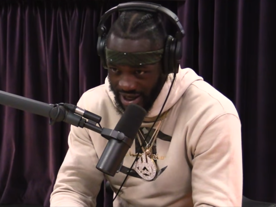 Deontay Wilder pictured on while appearing on The Joe Rogan Experience podcast