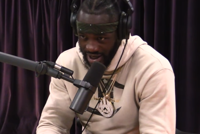 Deontay Wilder pictured on while appearing on The Joe Rogan Experience podcast