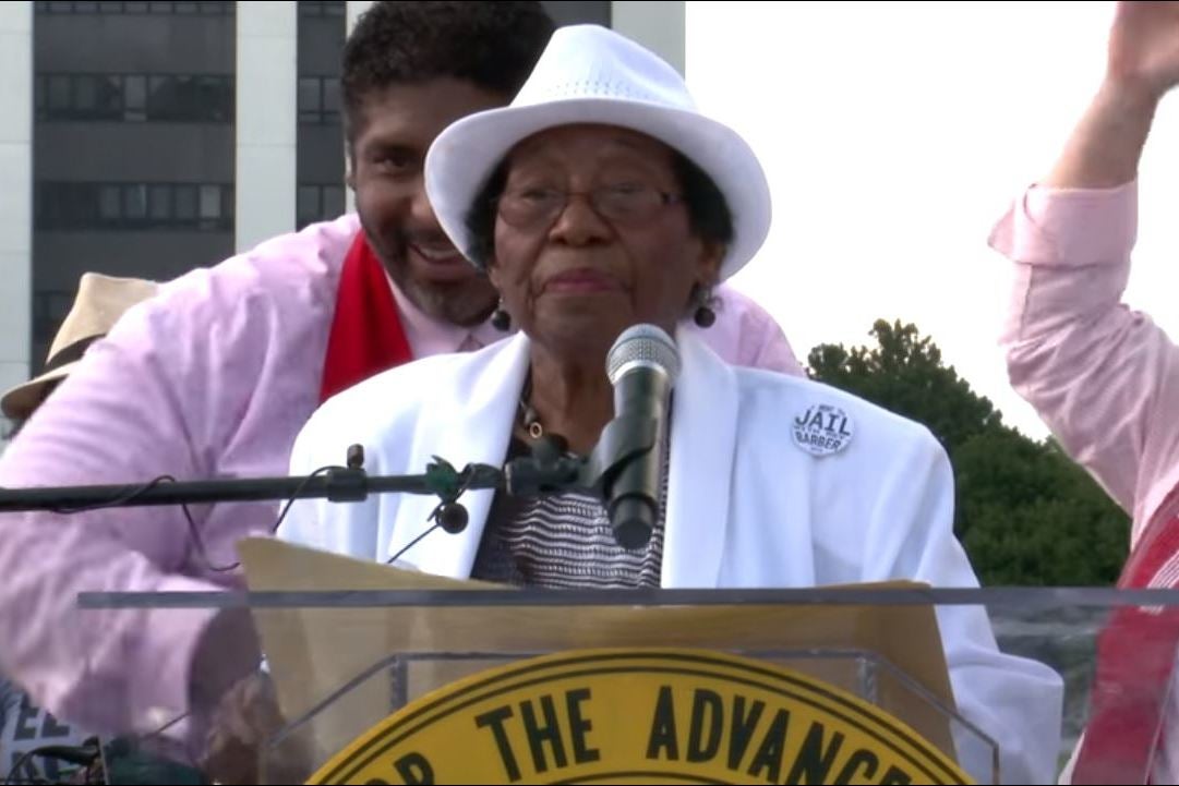 Eaton address a rally in front of the North Carolina general assembly in 2016