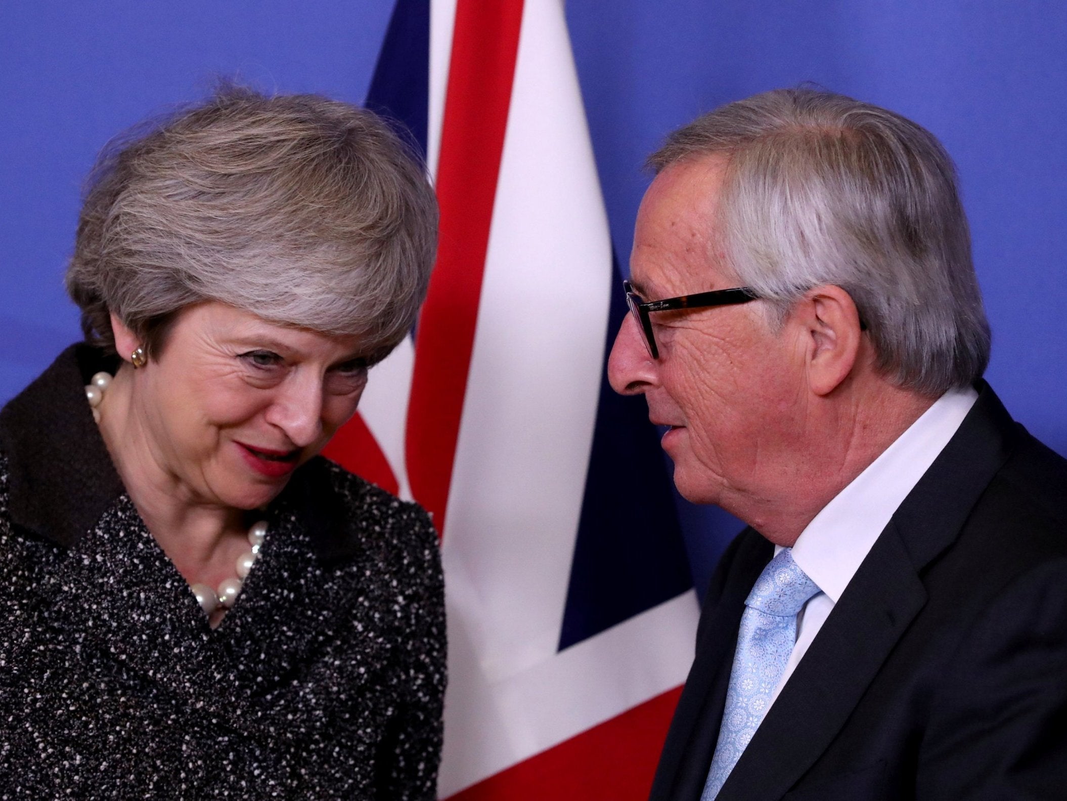 Theresa May and Jean-Claude Juncker meet in Brussels on Tuesday evening (Reuters)