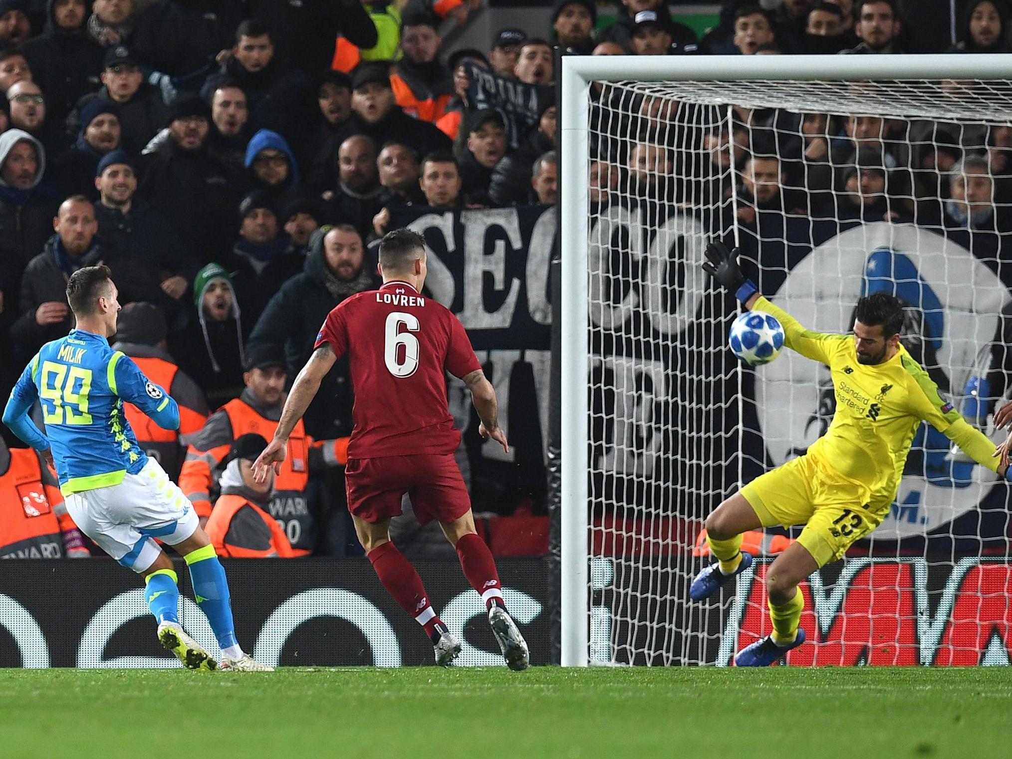 Alisson's crucial late save from Milik protected Liverpool's lead against Napoli