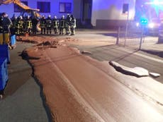 Street paved with chocolate in Germany after huge spill at factory