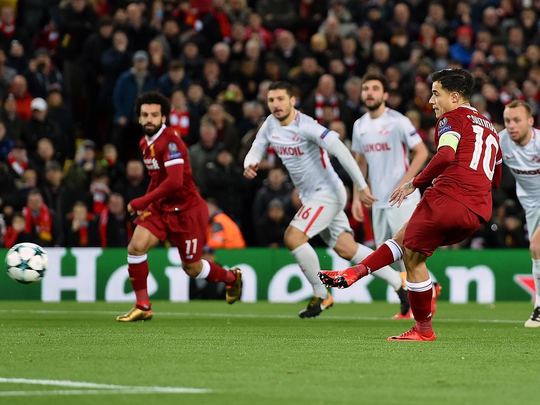 Coutinho scored a hat-trick as Spartak Moscow were swept aside at Anfield