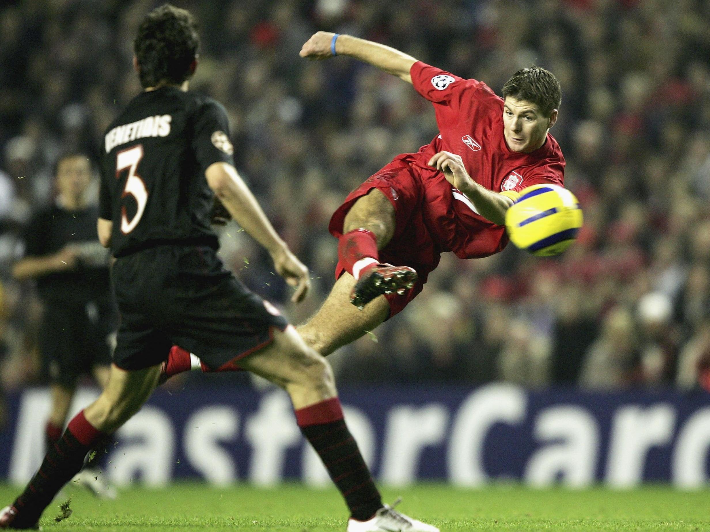Steven Gerrard's goal against Olympiakos has gone down in Liverpool folklore
