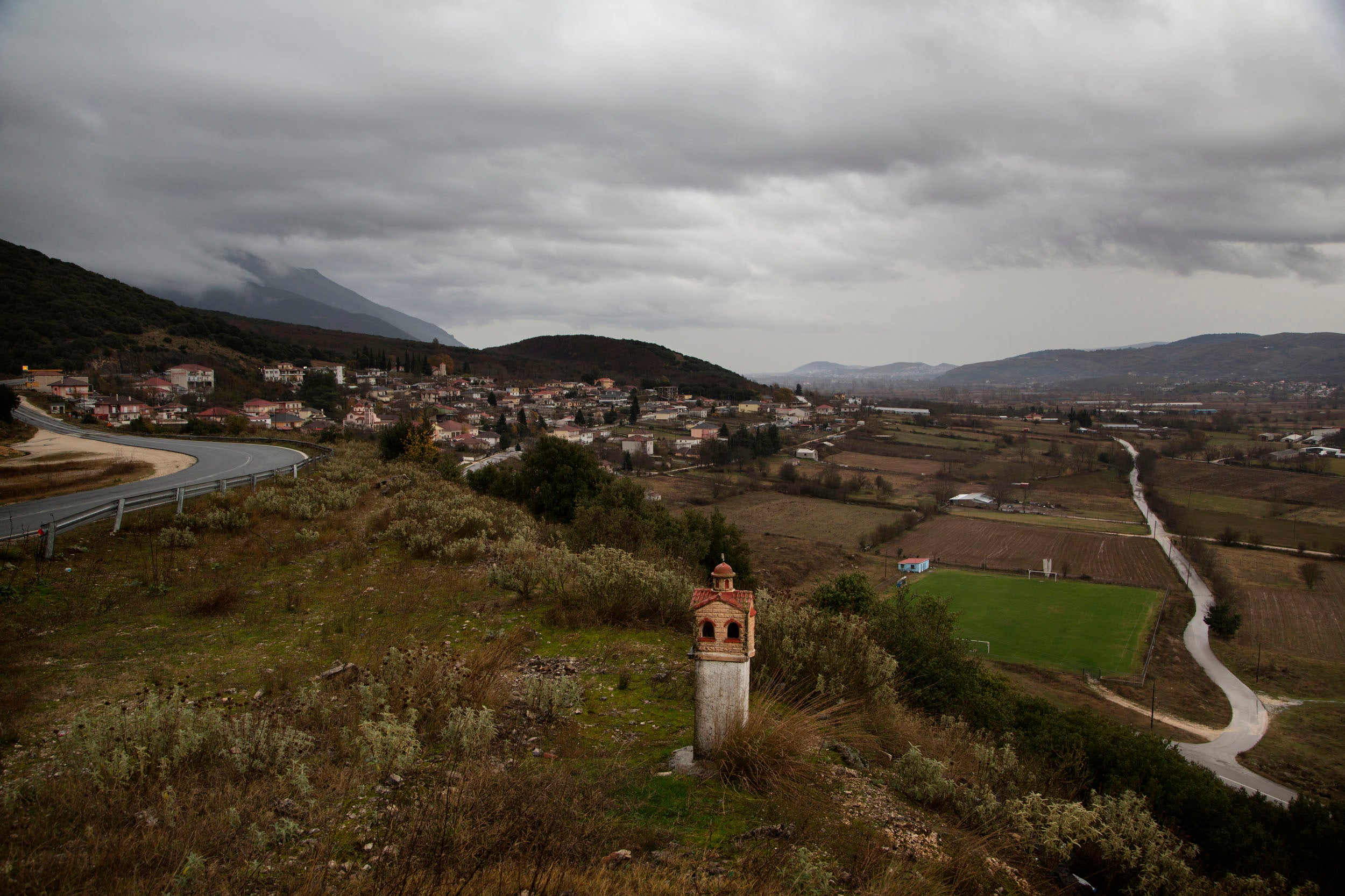 The road overlooking the Greek village of Eleousa, between Ioannina and Kalpaki