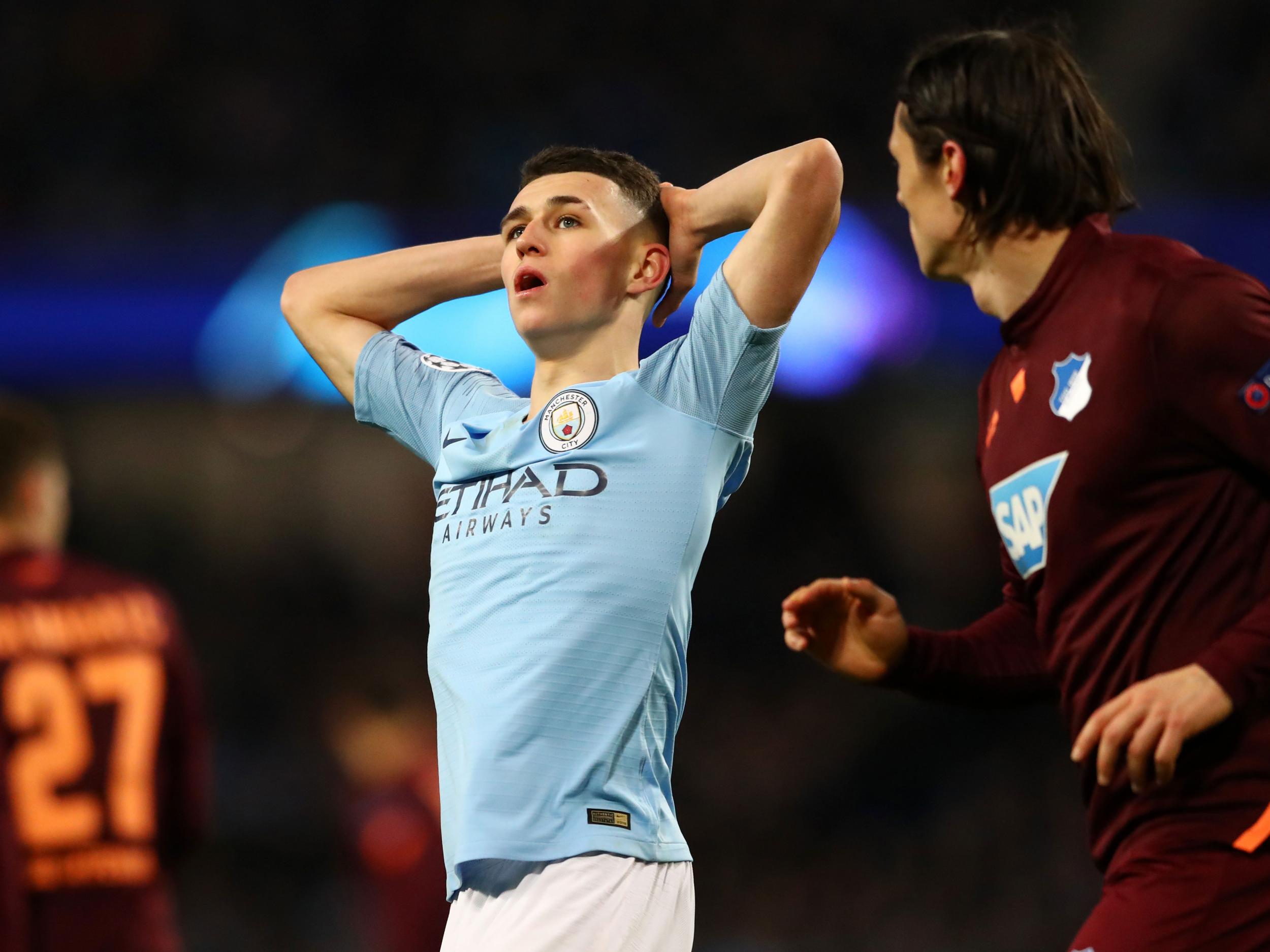 Phil Foden twice went close to scoring his first Etihad goal