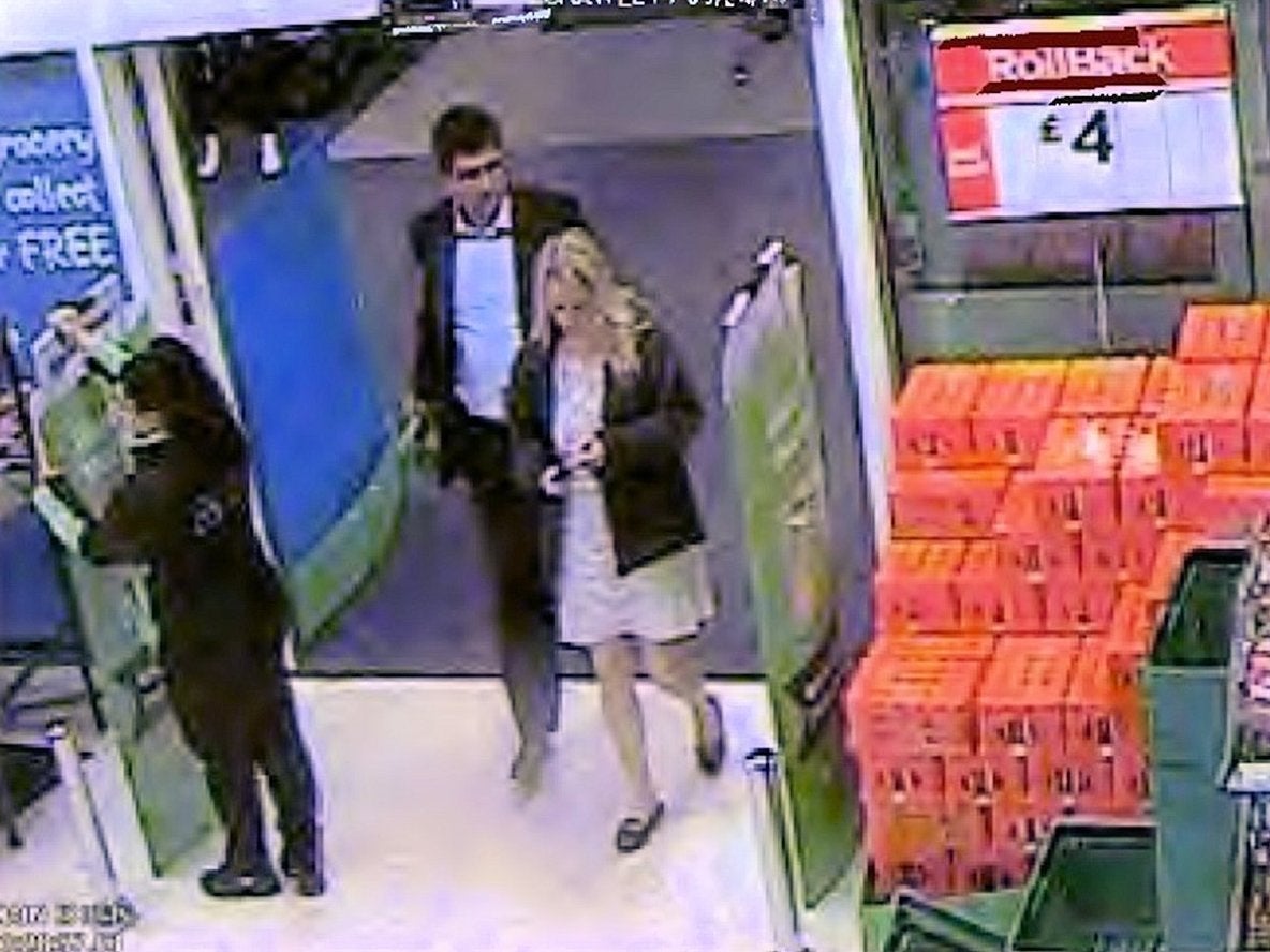 Still taken from CCTV dated 24 May, 2018, of murder victim Christina Abbotts and accused Zahid Naseem in Asda, Crawley, before she was killed. City banker Naseem denies murdering Ms Abbotts some time between 25 and 26 May this year.