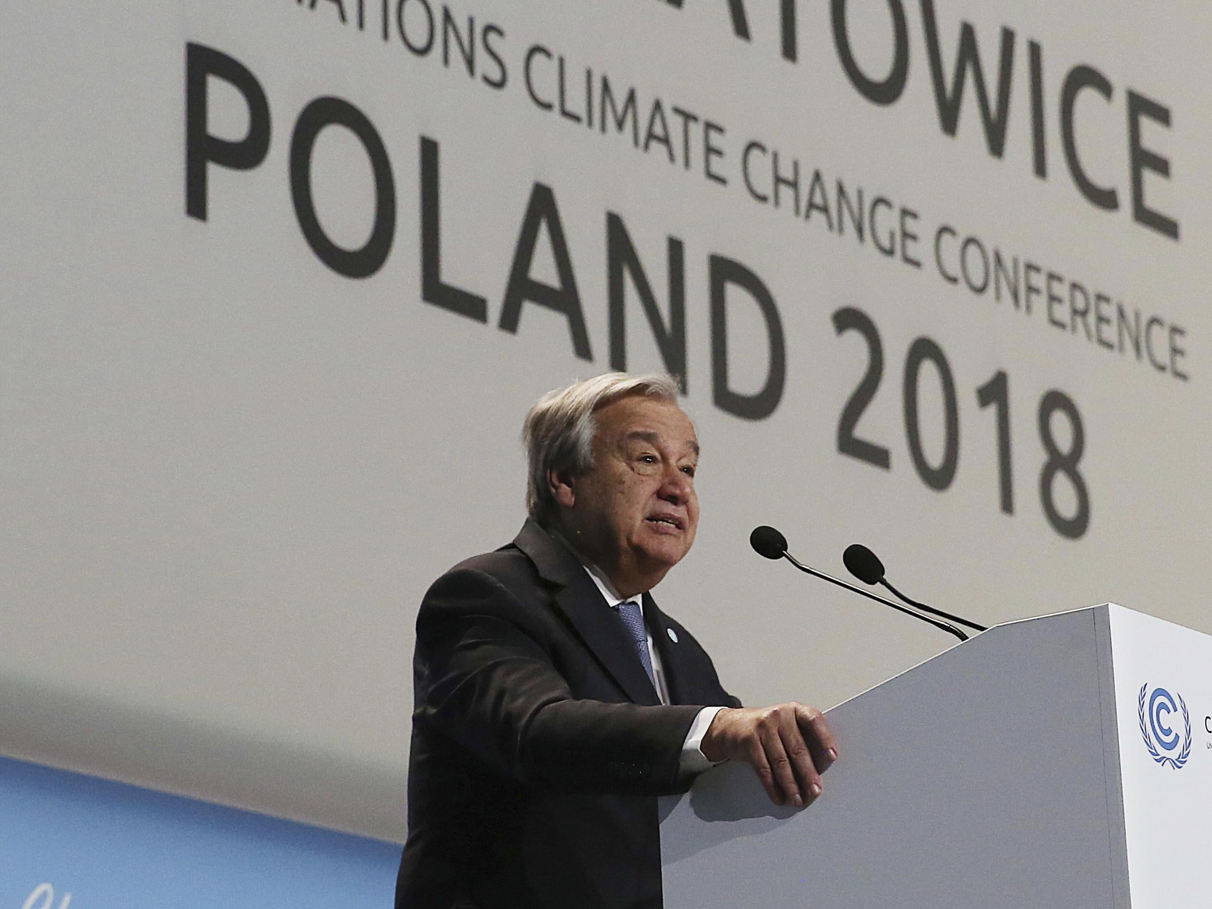 UN secretary general Antonio Guterres has returned to the COP24 conference after speaking at the opening event the previous week
