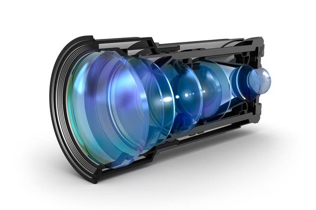 A sectional camera lens view. Some rumours suggest the Samsung Galaxy S10 will feature six different lenses