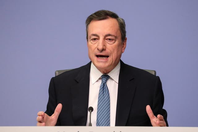 'The balance of risk is moving to the downside owing to the persistence of uncertainties related to geopolitical factors,' said Mr Draghi