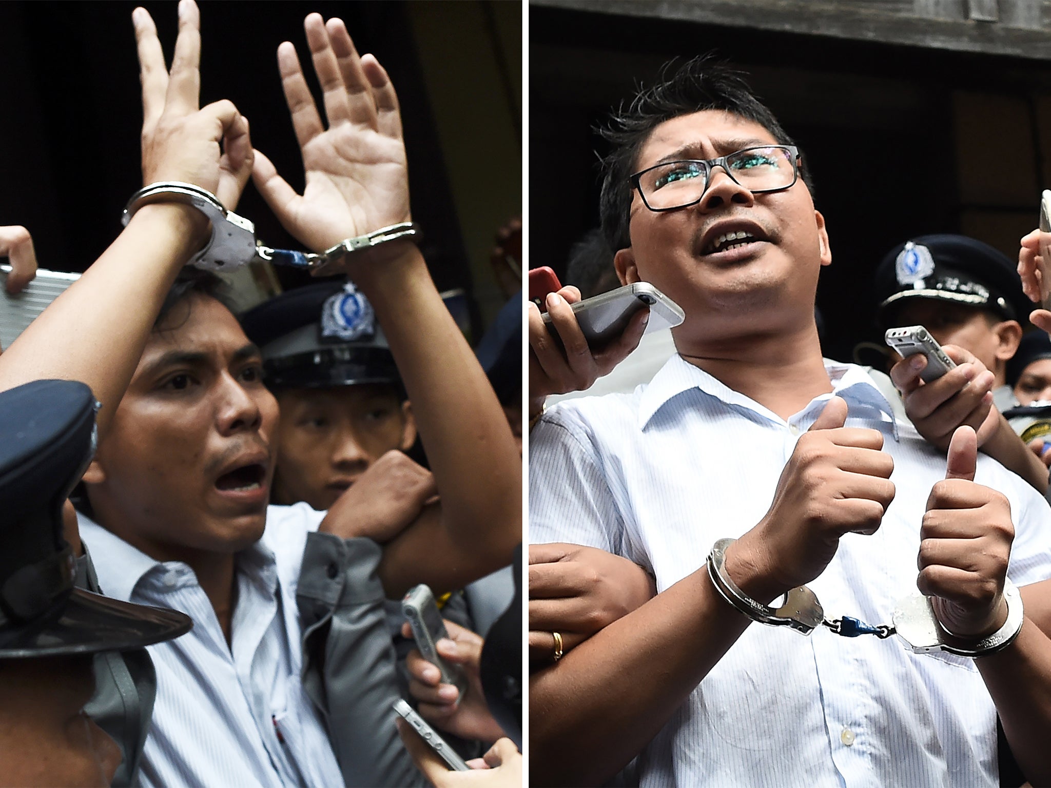 Reuters reporters Wa Lone and Kyaw Soe Oo were imprisoned for their investigation into a massacre Rohingya Muslims in Myanmar