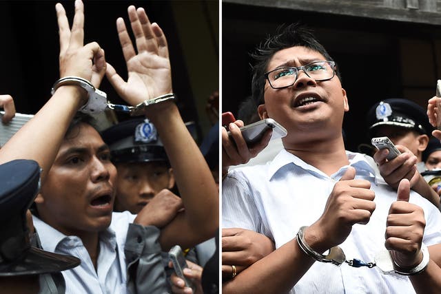 Reuters reporters Wa Lone and Kyaw Soe Oo were imprisoned for their investigation into a massacre Rohingya Muslims in Myanmar