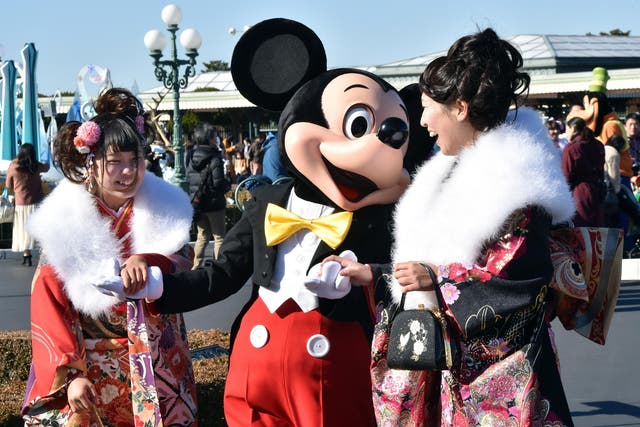 Happy patrons at Tokyo Disneyland