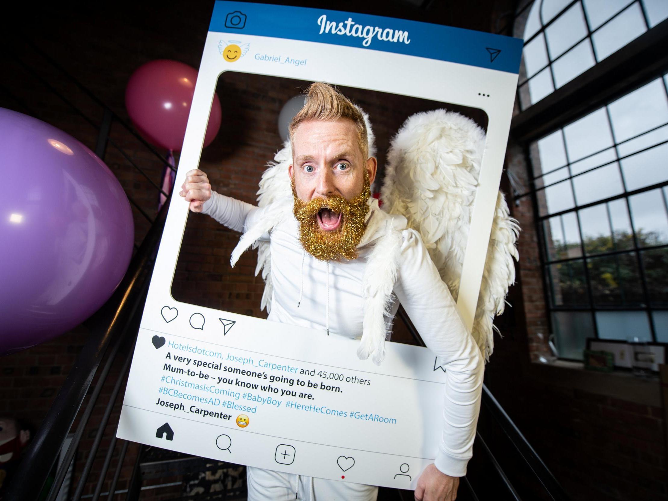 Those polled also revealed thoughts on how the nativity story might differ were it to happen now. Pictured: angel Gabriel appears via Instagram to Mary