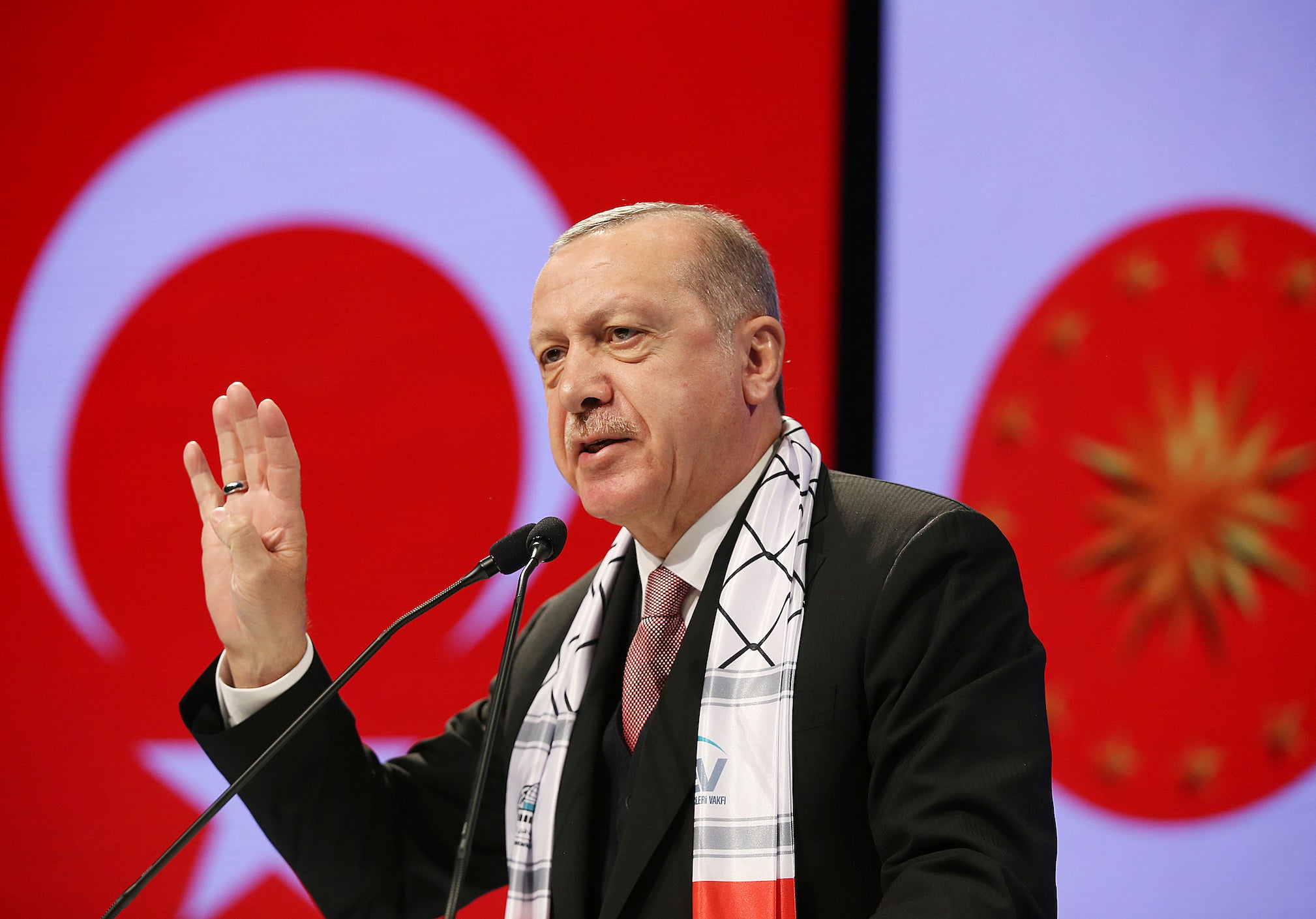 Turkey's President Recep Tayyip Erdogan speaks in Istanbul on Friday, 14 December 2018.