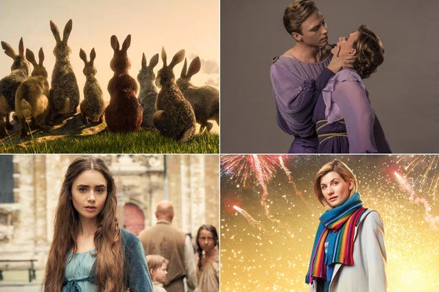 Clockwise from top right: Watership Down, Torvill & Dean, Doctor Who and Les Misérables